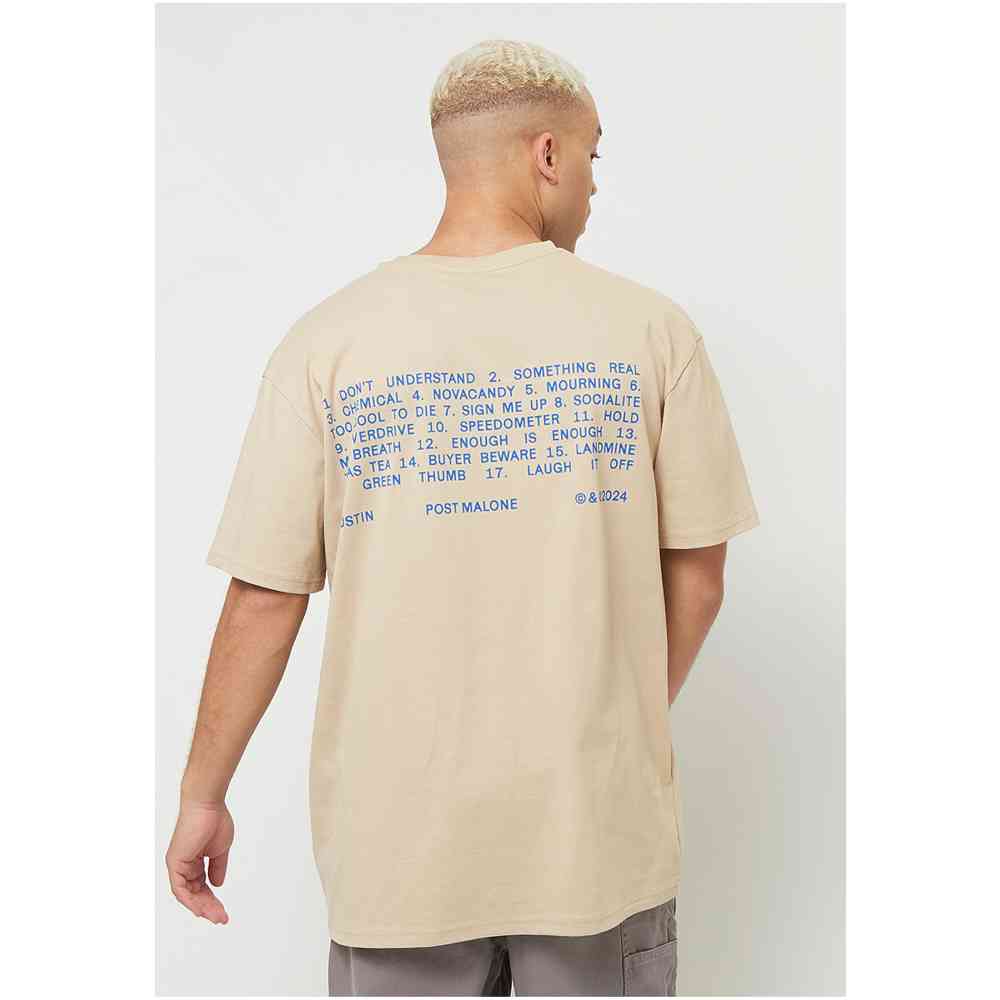Merchcode Post Malone - Tracklist Oversize Tshirt Homme - Beige